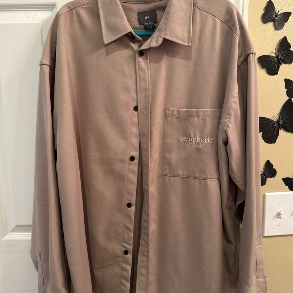 H&M Taupe Button-Up Shirt